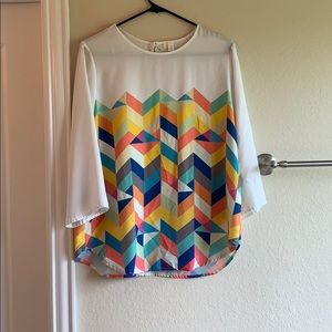 3/4 sleeve colorful blouse
